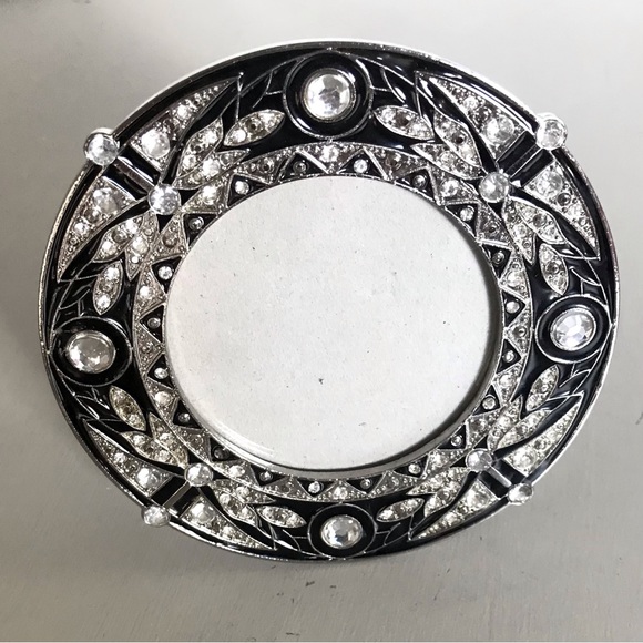 Antique Gatsby Style Inlaid Embellished Jewels Round Decorative Picture Frame - Picture 2 of 5